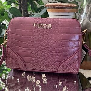 NWT Bebe Pink Croc-Embossed Women's Bag